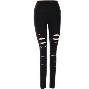 ALO Yoga Black Distressed Leggings